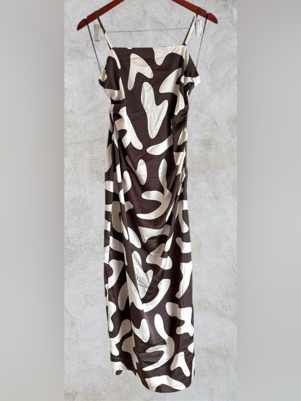 Abstract Brown and Cream Maxi Dress